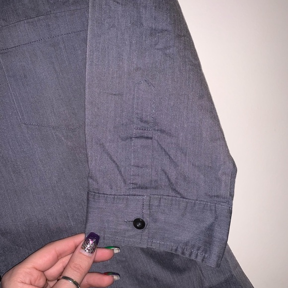 Gray 3/4 sleeve button down NY&Co size L - Picture 4 of 6